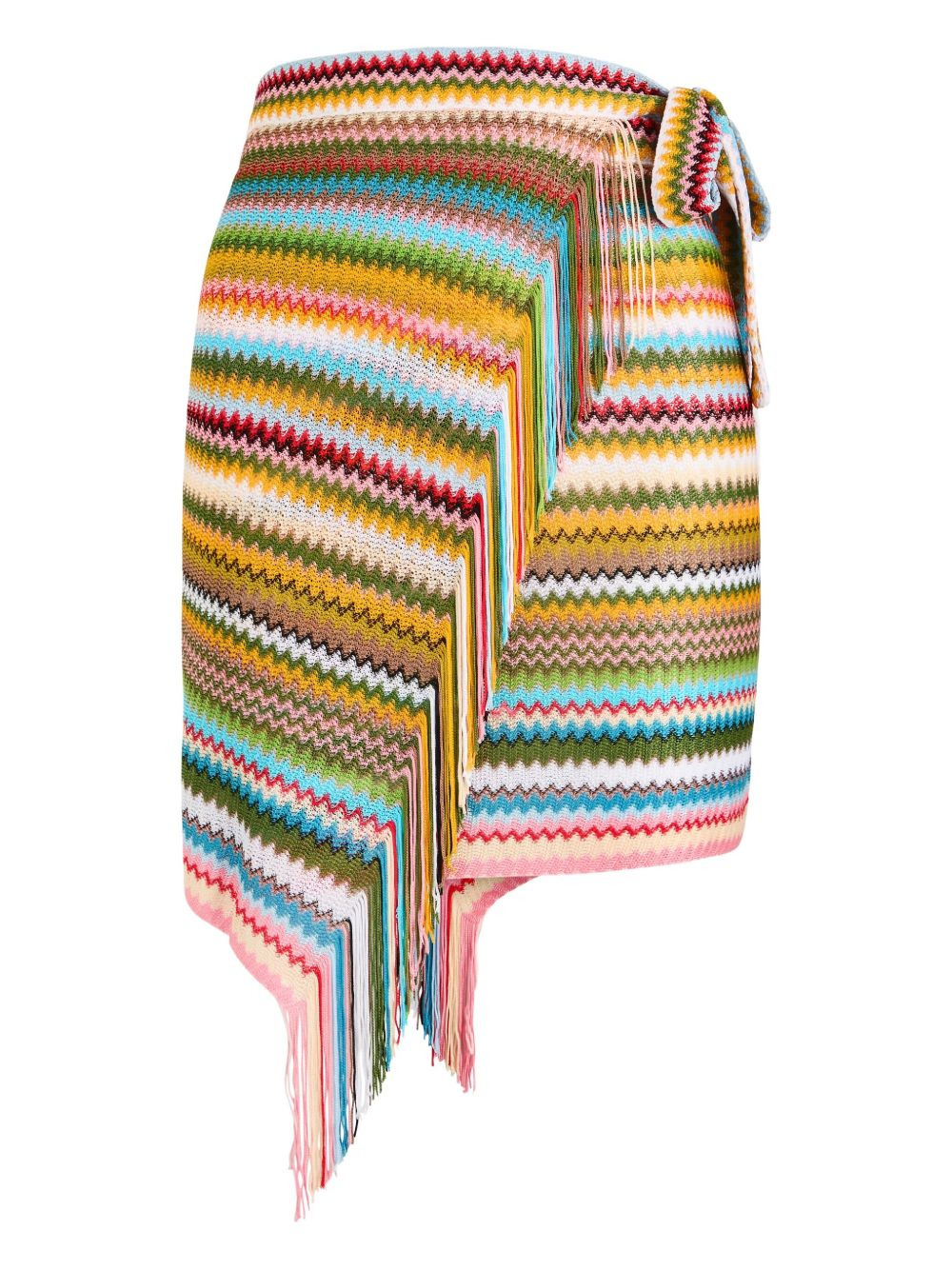 zigzag-pattern fringed pareo - 1
