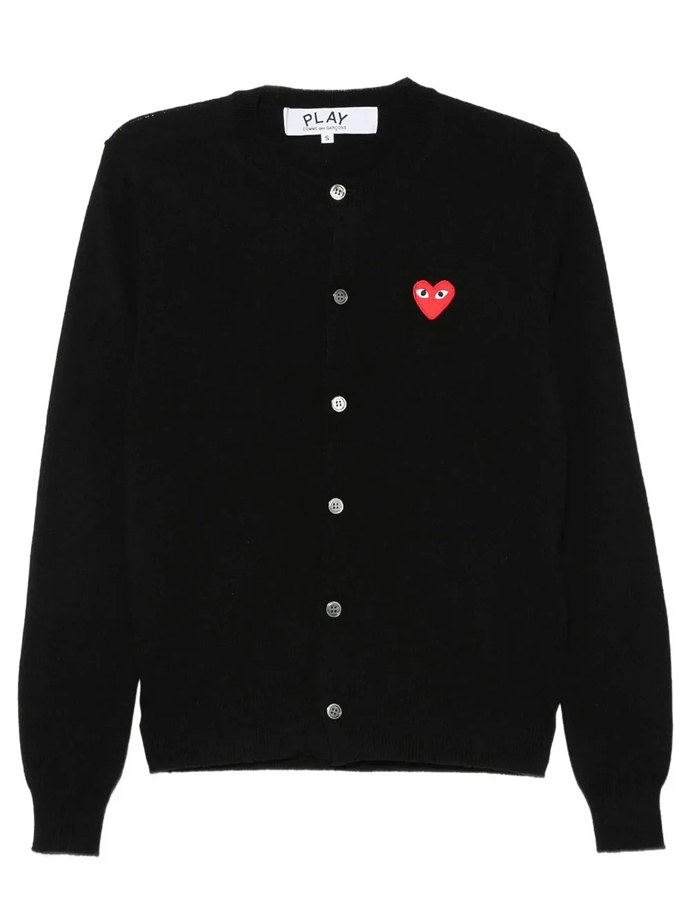 RED HEART CREWNECK WOOL CARDIGAN - 1