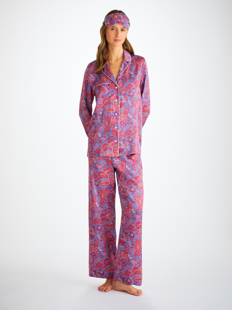 Eye Mask Silk Satin Amethyst Jungle Paisley Pattern 5