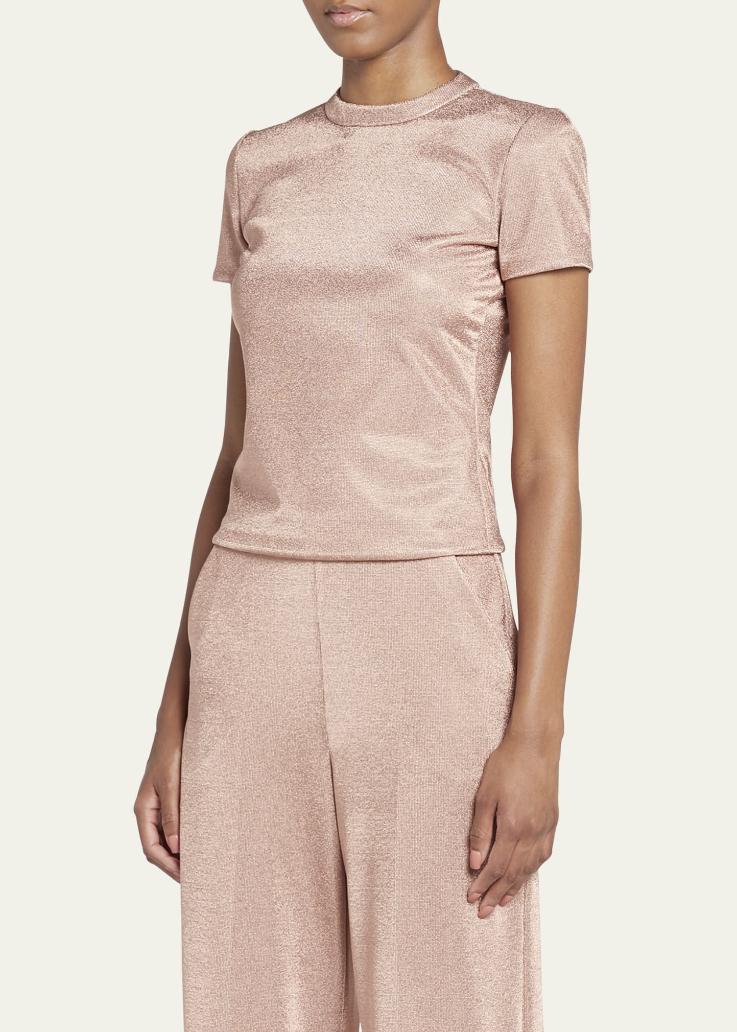 Metallic Short-Sleeve Bonded Jersey Tee - 4