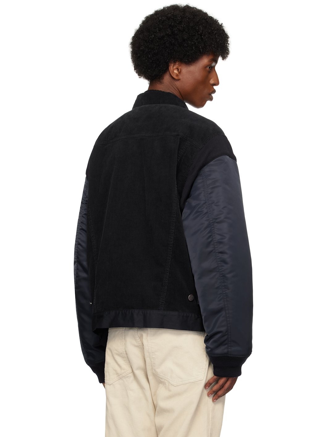 Navy Contrast Hem Bomber Jacket - 3