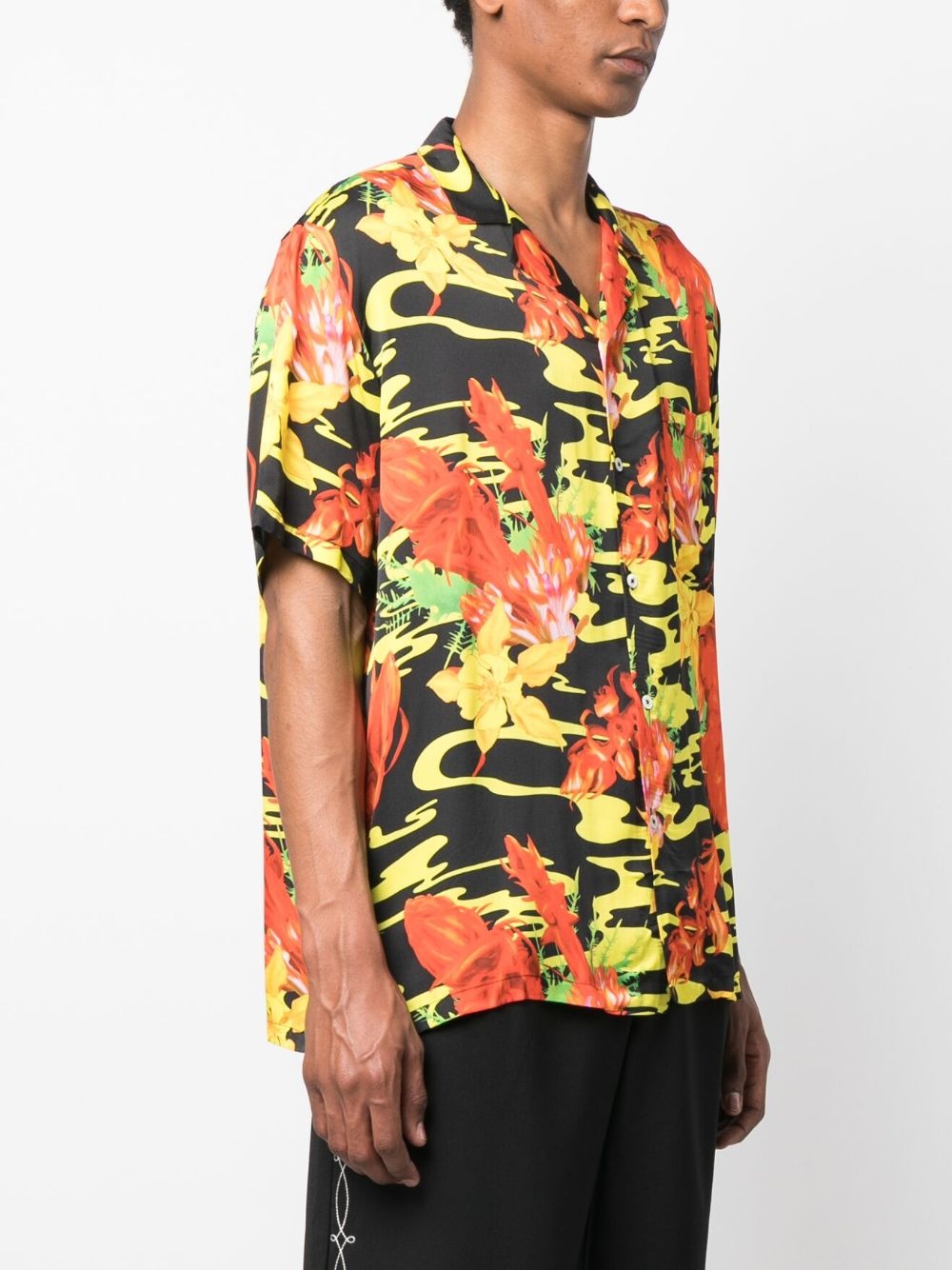 floral-print bowling shirt - 3