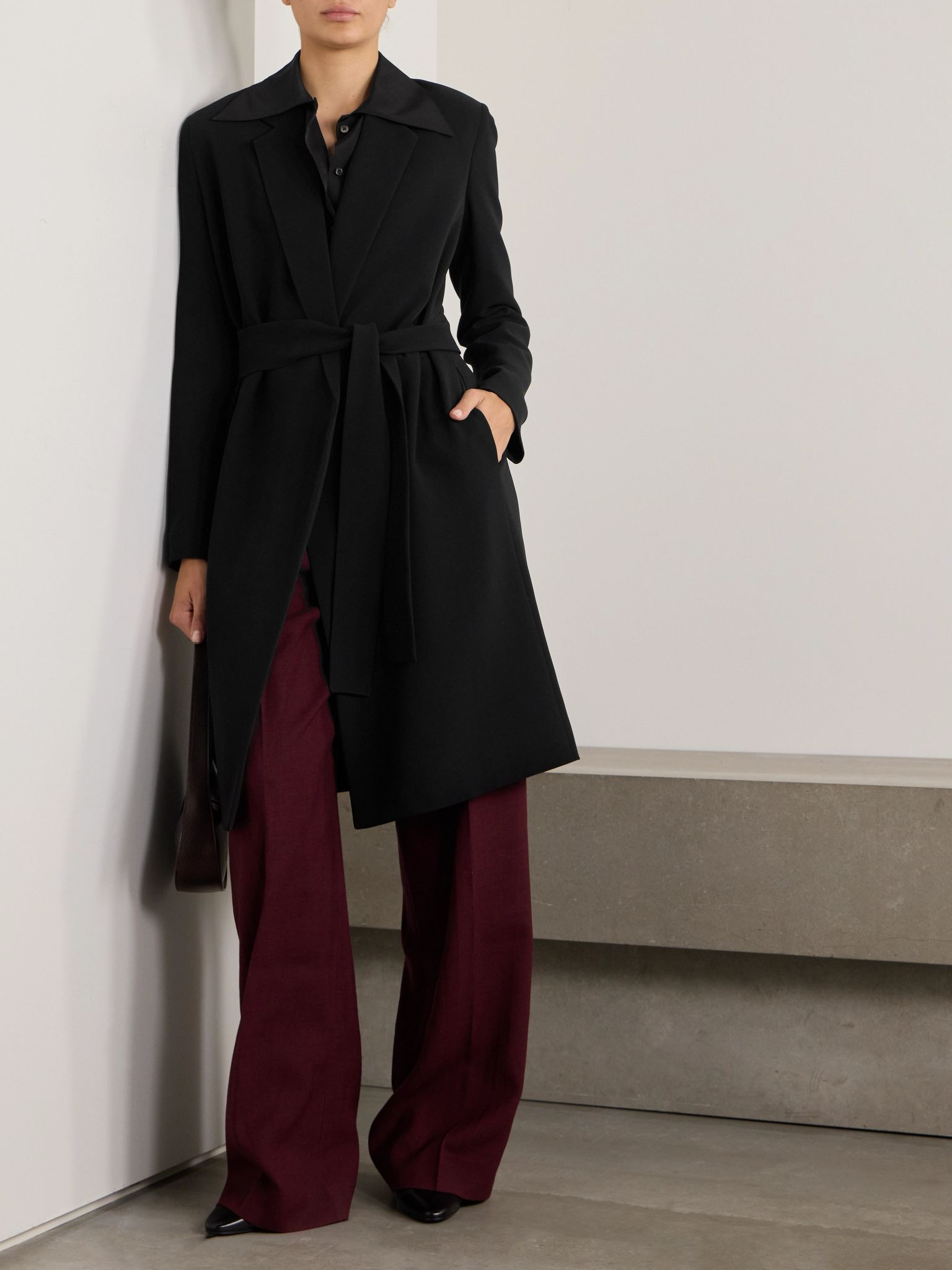 Essentials Harri belted cady coat Black - 2