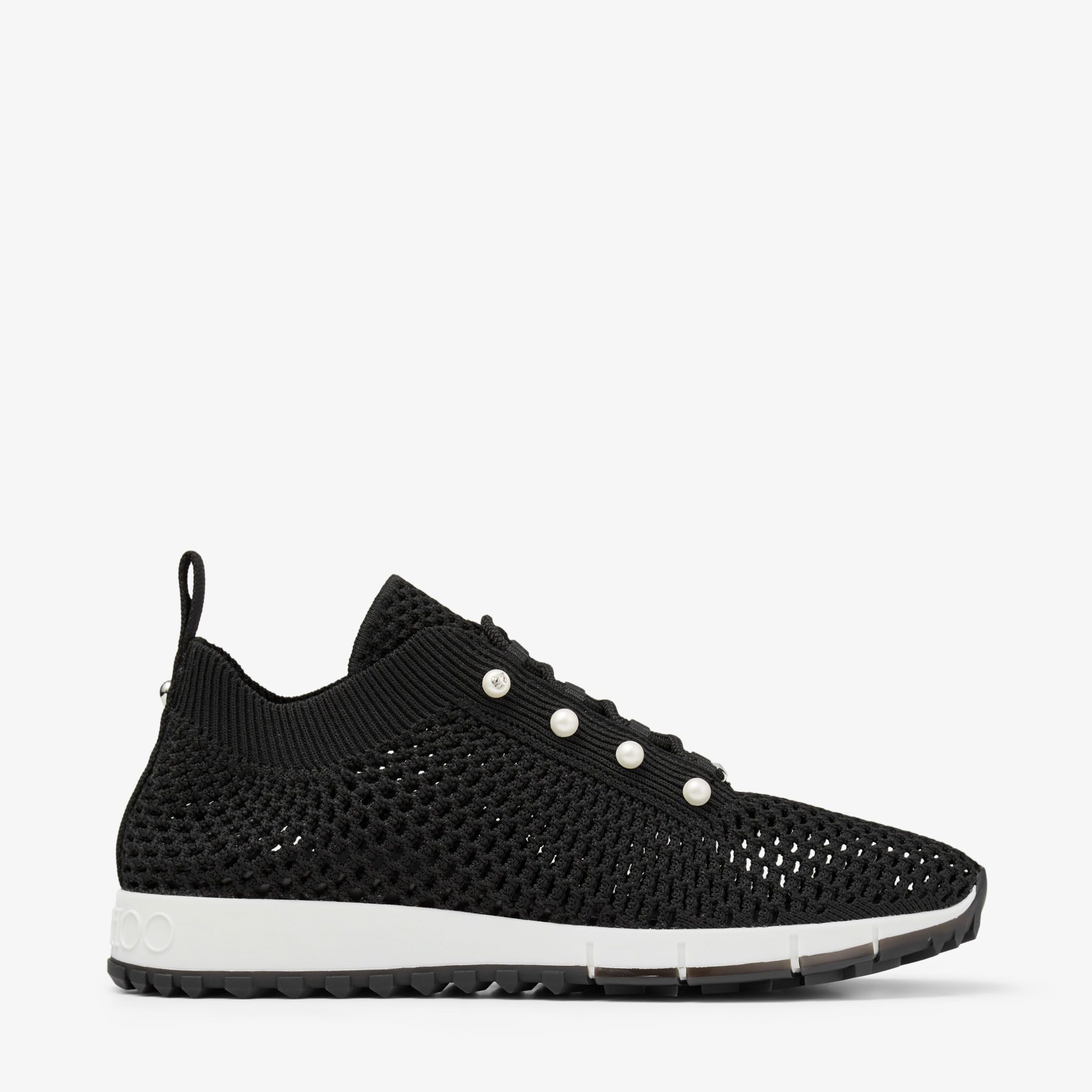 Veles
Black Crochet Knit Low-Top Trainers with Pearls - 1