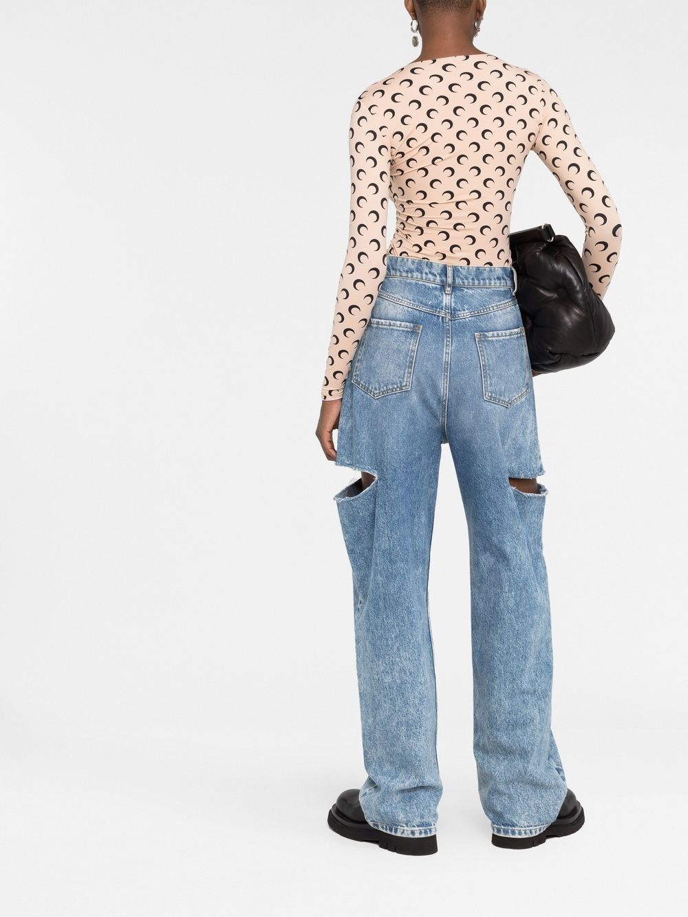 crescent moon-print second-skin top - 4