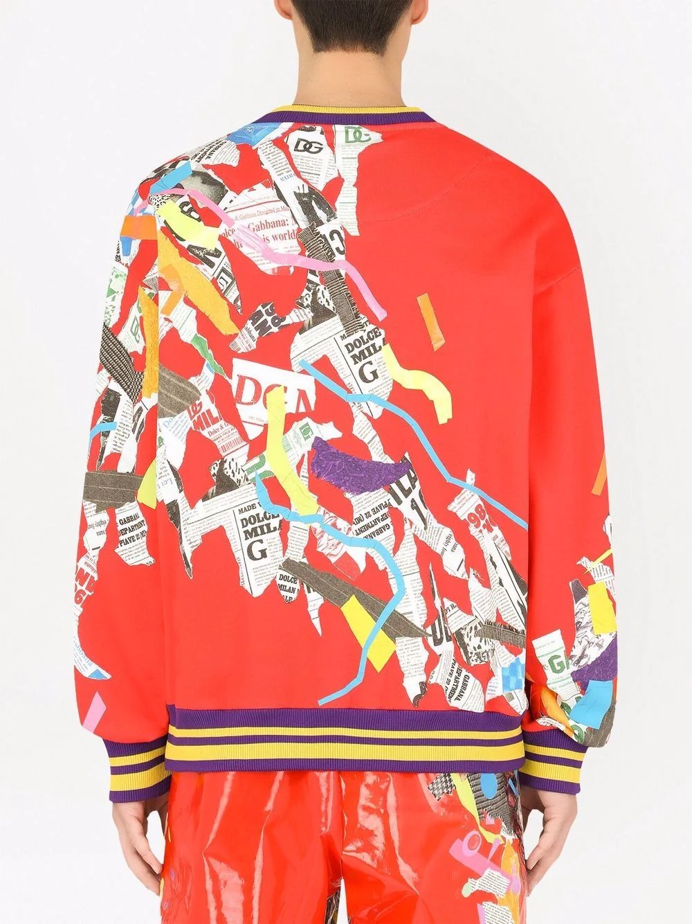 patchwork-print crewneck sweatshirt - 4