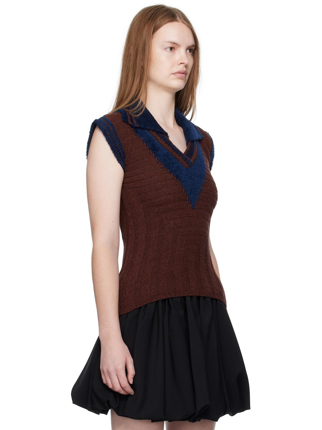 Navy & Brown Quimby Sleeveless Polo - 2
