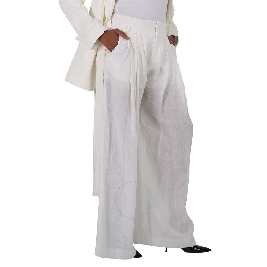 Chloe Ladies White Pleated Wide-Leg Pants, Brand Size 40 (US Size 8) - 5
