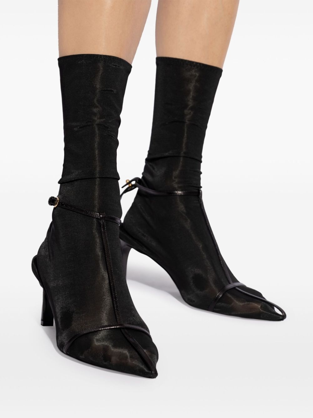 leather-trim sock boots - 5