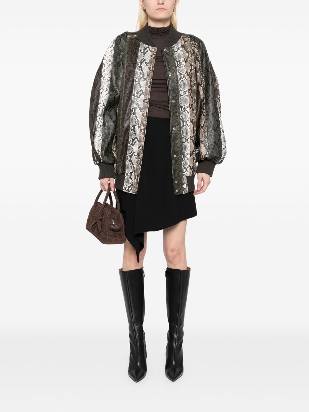 snake-embossed vegan bomber jacket - 2