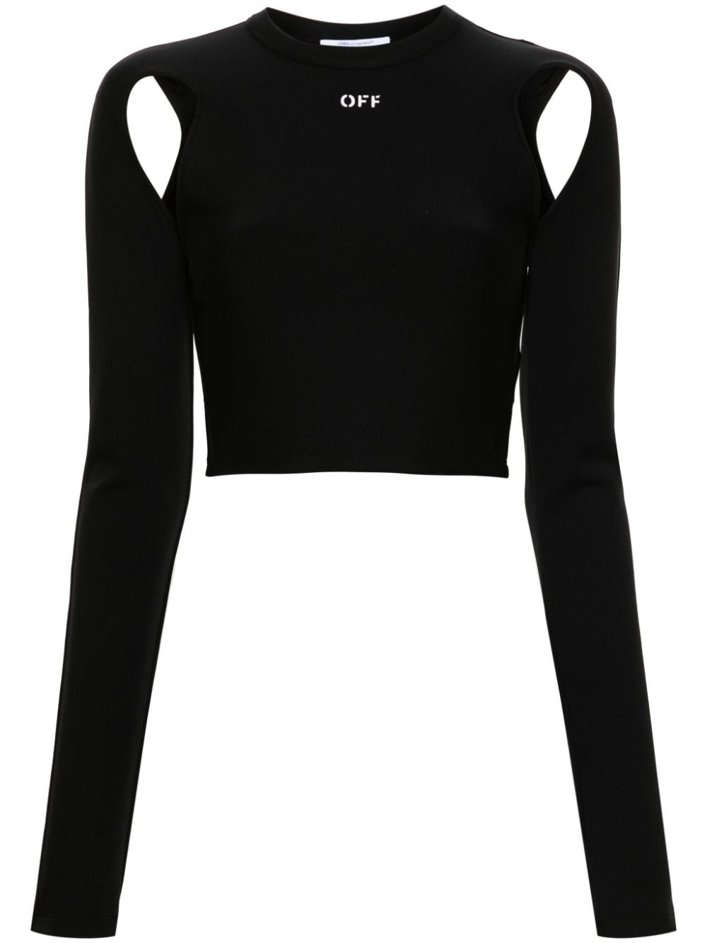 OFF WHITE - Women Sleek Long Sleeve Crop Top - 4