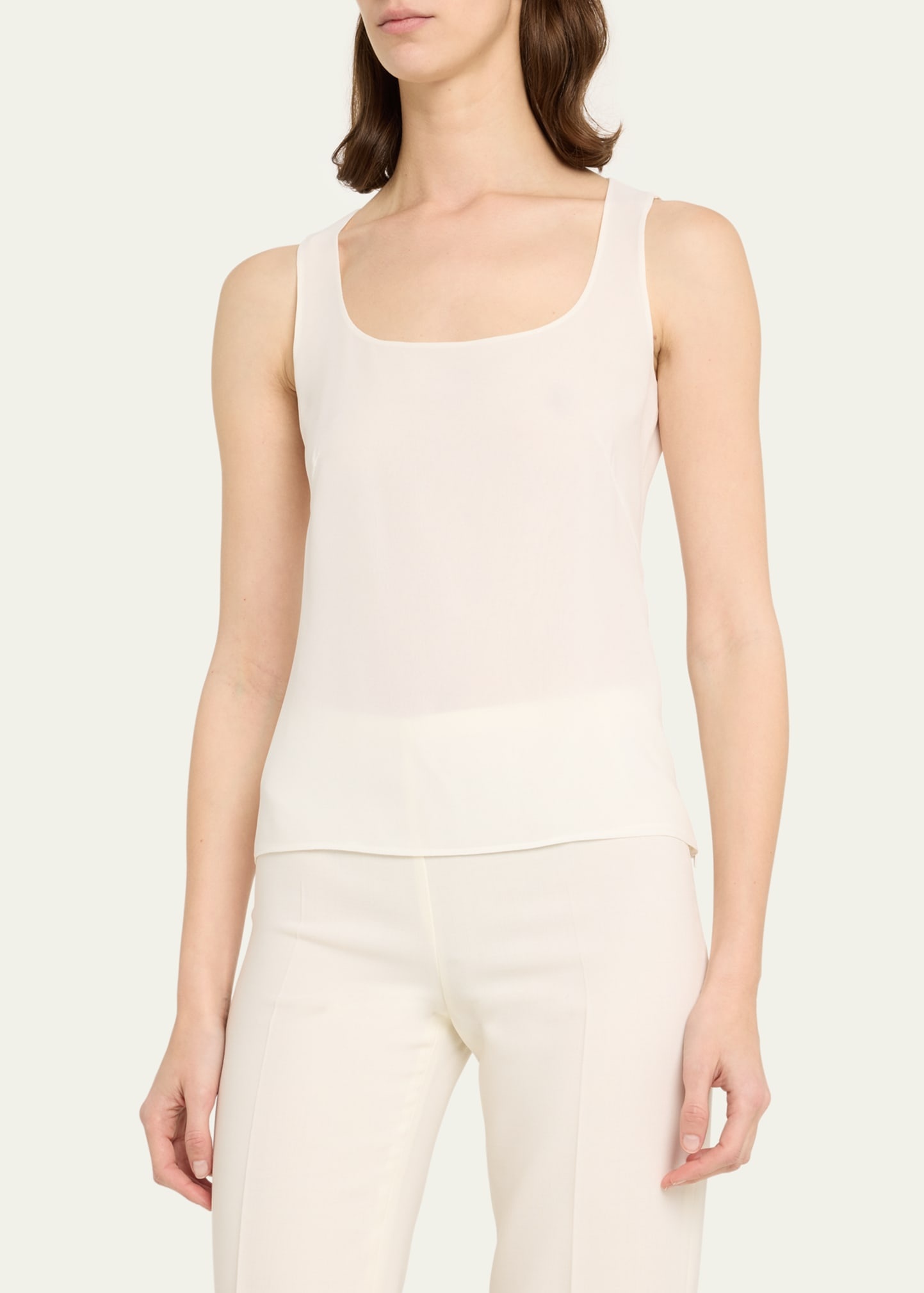 Scoop-Neck Silk Georgette Tank Top - 4