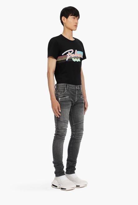 Slim-cut black cotton jeans - 6