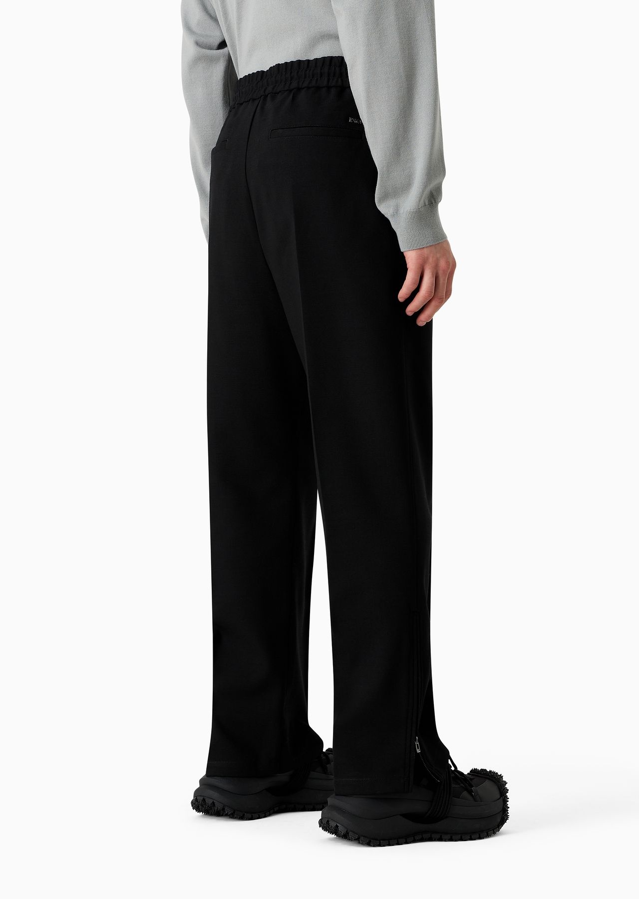 Wool-blend drawstring trousers with veining - 3