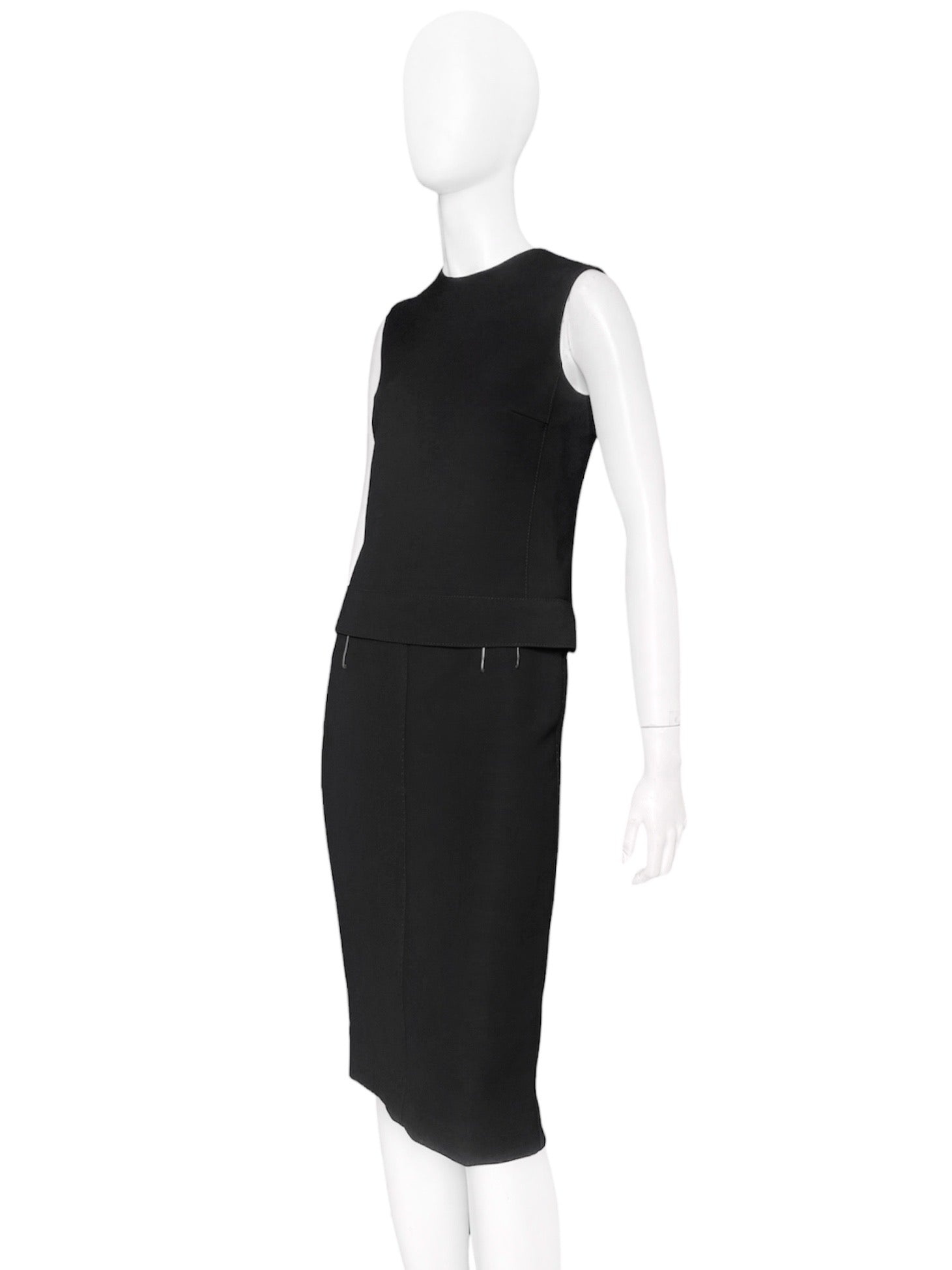 Gucci Fall 2001 Tom Ford Black Wool Tank Top Skirt Set 40 - 3