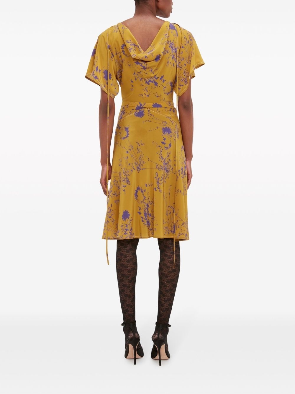 floral-print silk dress - 4
