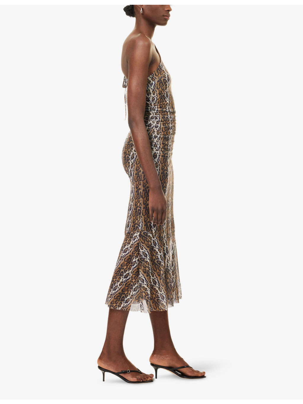 Leopard Asymmetric Stretch-Woven Maxi Dress - 3
