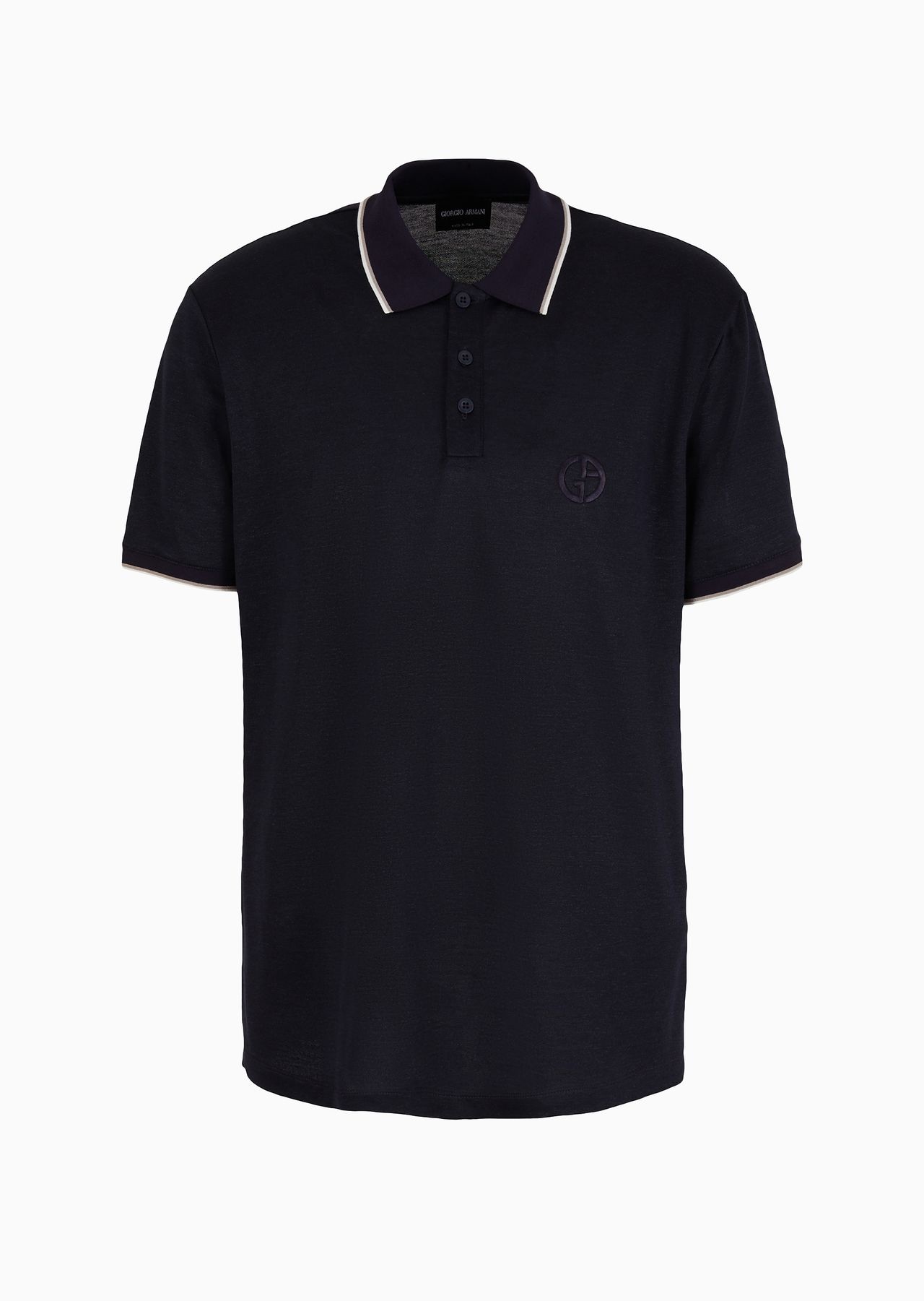 Short-sleeved polo shirt in silk, linen and cotton jersey - 1