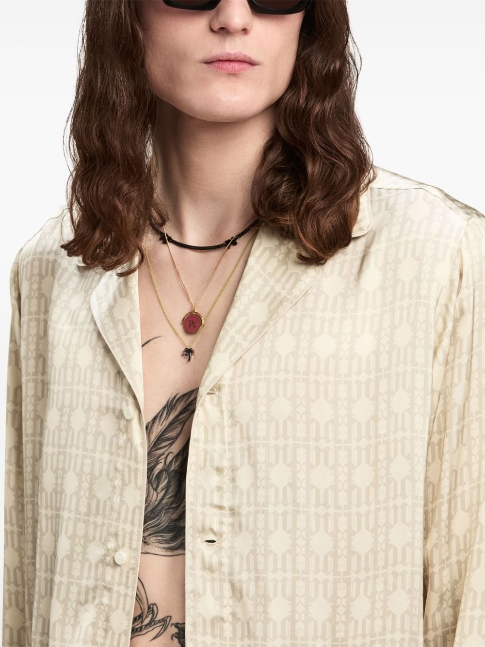 monogram-pattern cotton shirt - 6