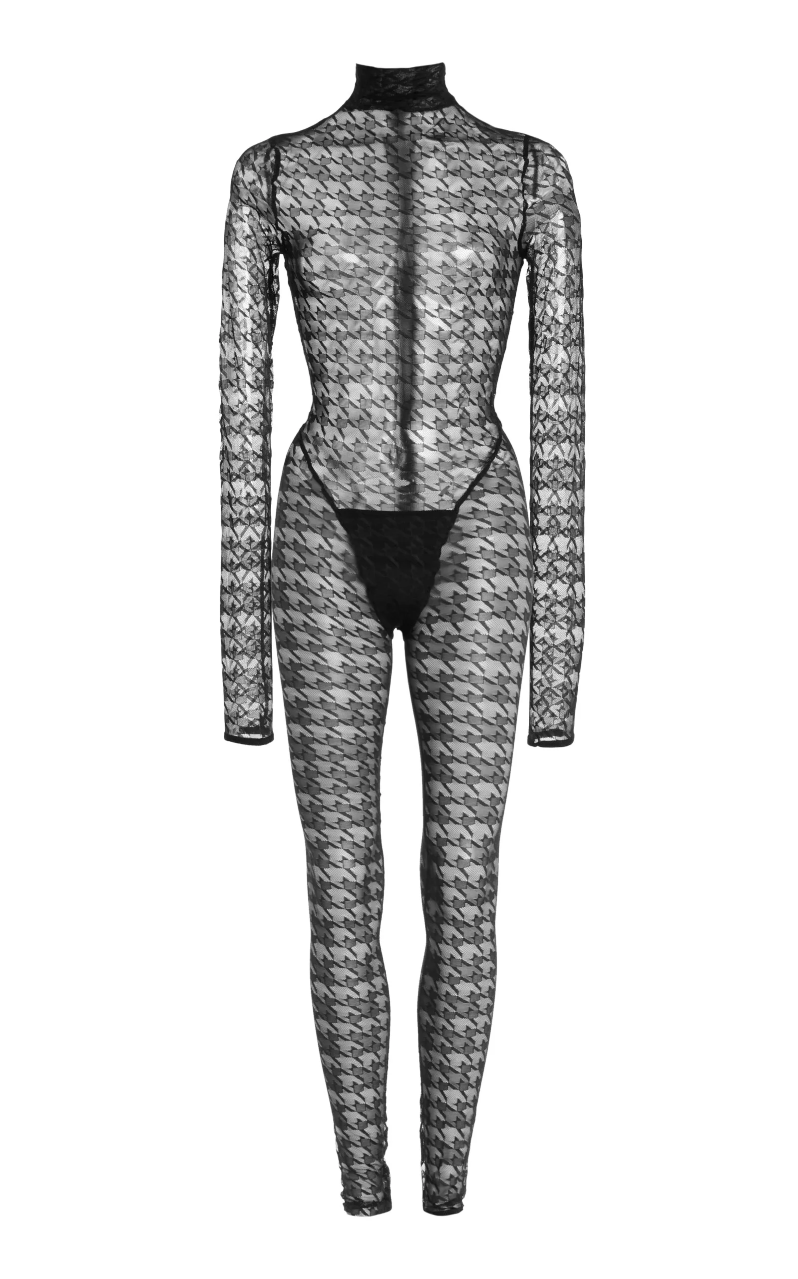 Sheer Houndstooth Jumpsuit black - 1