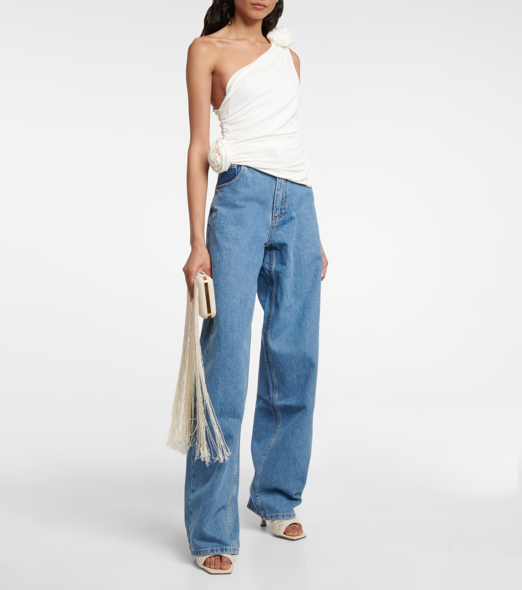 Floral appliquéd one-shoulder top - 2