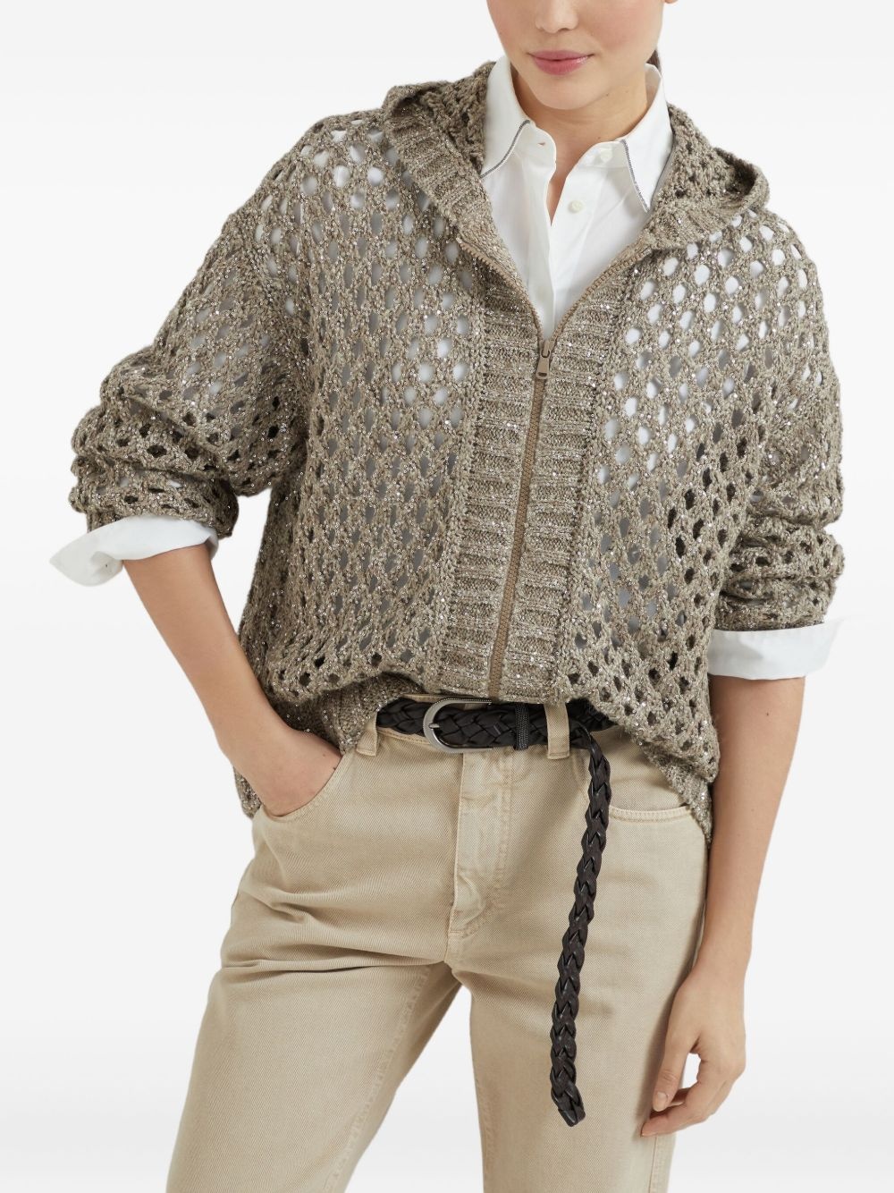 dazzling open-knit cardigan - 5