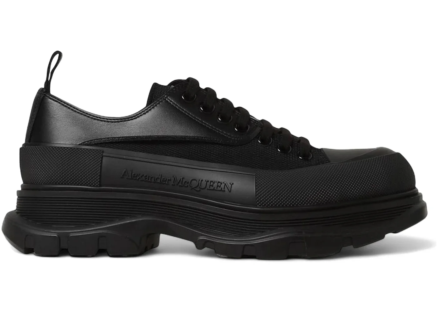 Alexander McQueen Tread Slick Low Lace Up Black Canvas and Leather - 1