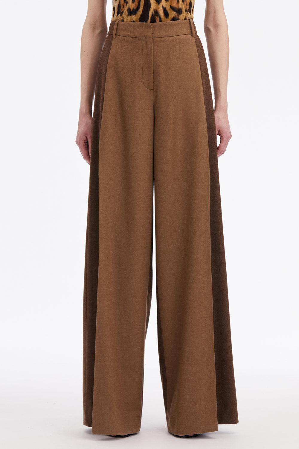 Mixed Pleated Wide-Leg Pants - 4