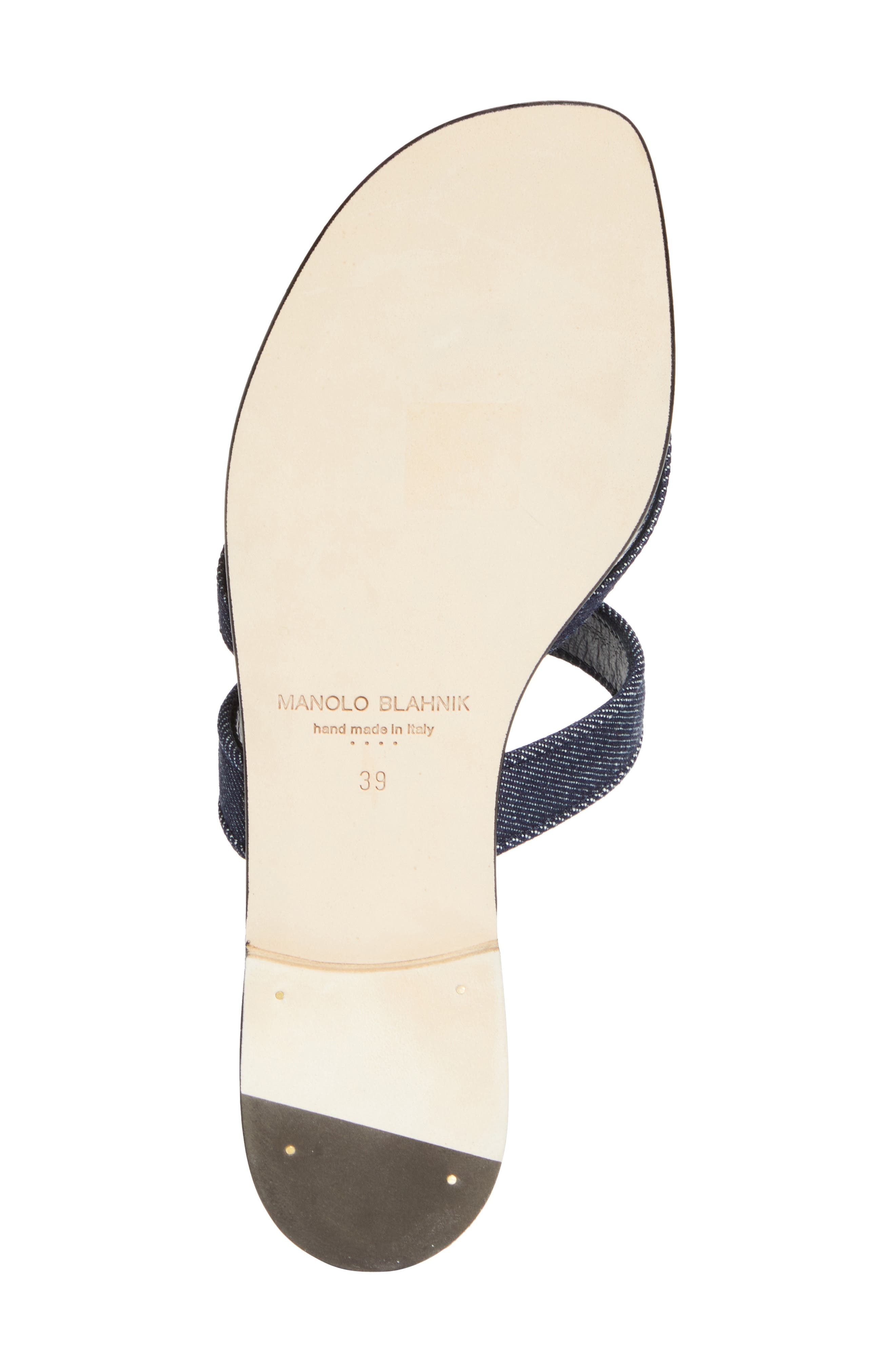 Manolo Blahnik Susaperf Crossover Sandal in Dark Chambray Blue at Nordstrom - 6