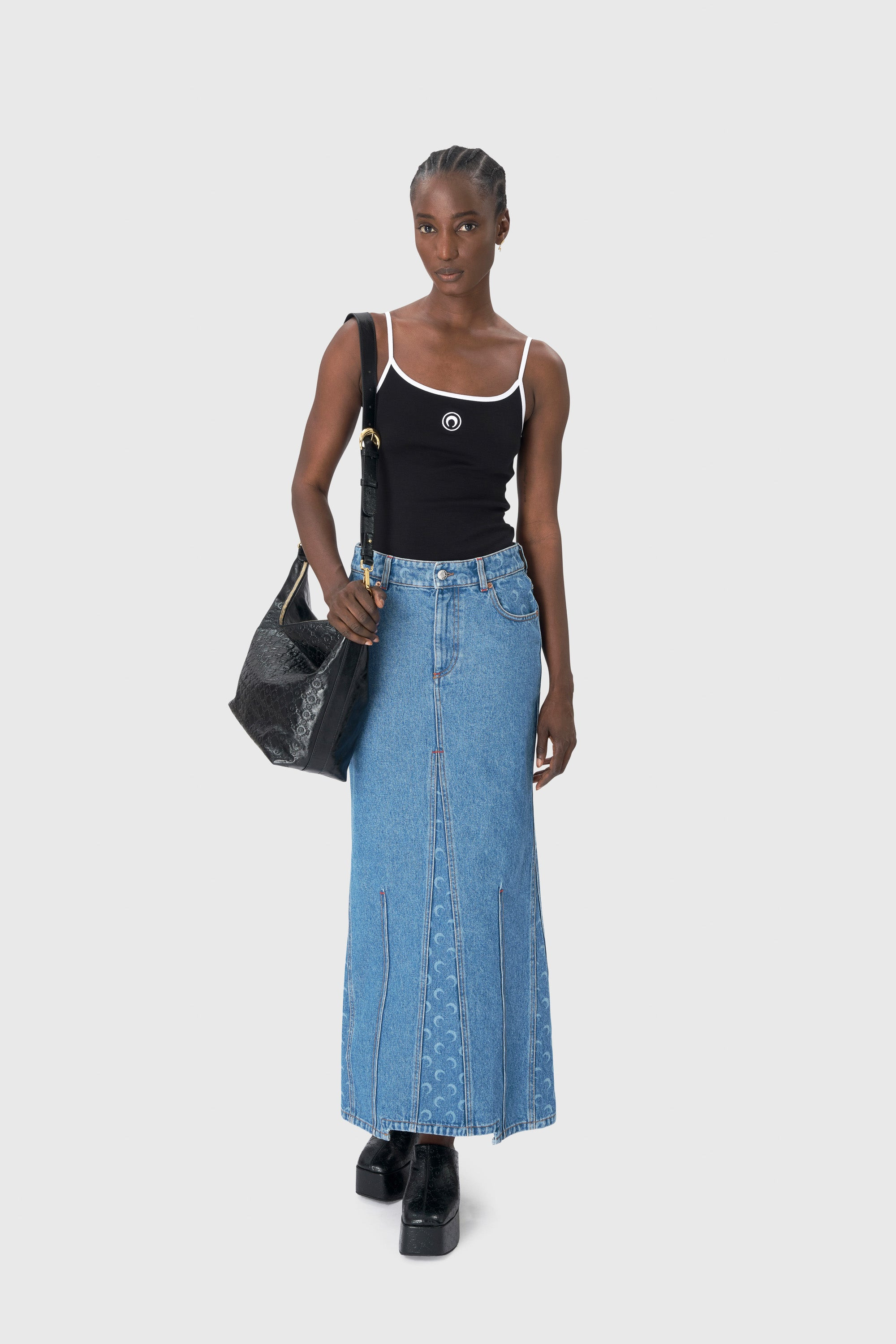 Moon Laser Denim Long Skirt - 2