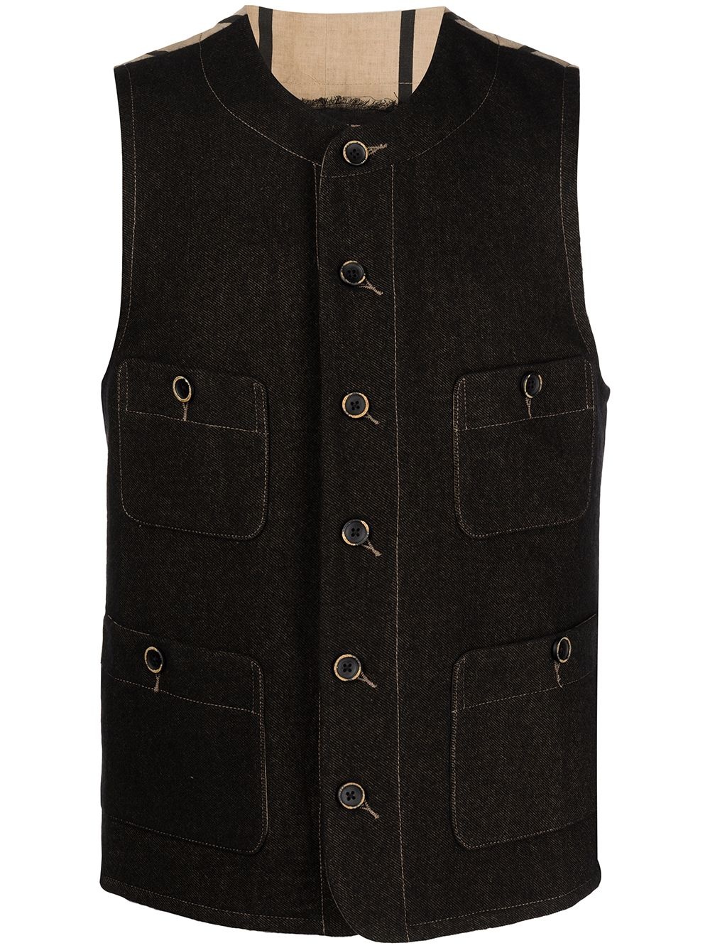 contrasting-panel buttoned waistcoat - 1