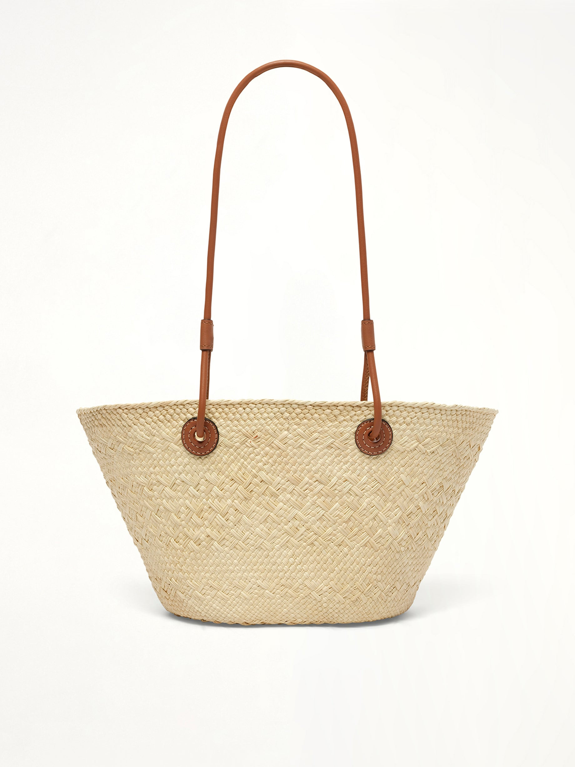 Small Anagram Basket Bag in Iraca Palm and Calfskin in Natural - 3