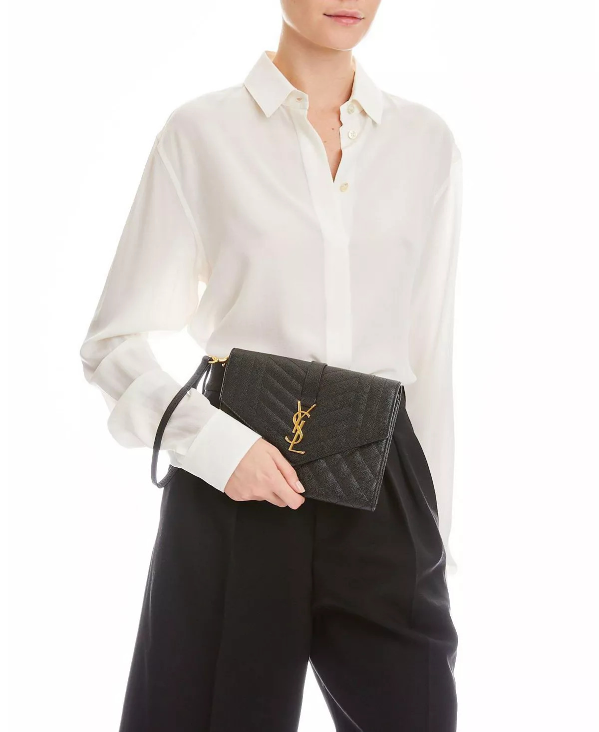 Envelope Flap Pouch in Mix Matelasse Grain De Poudre Embossed Leather - 2