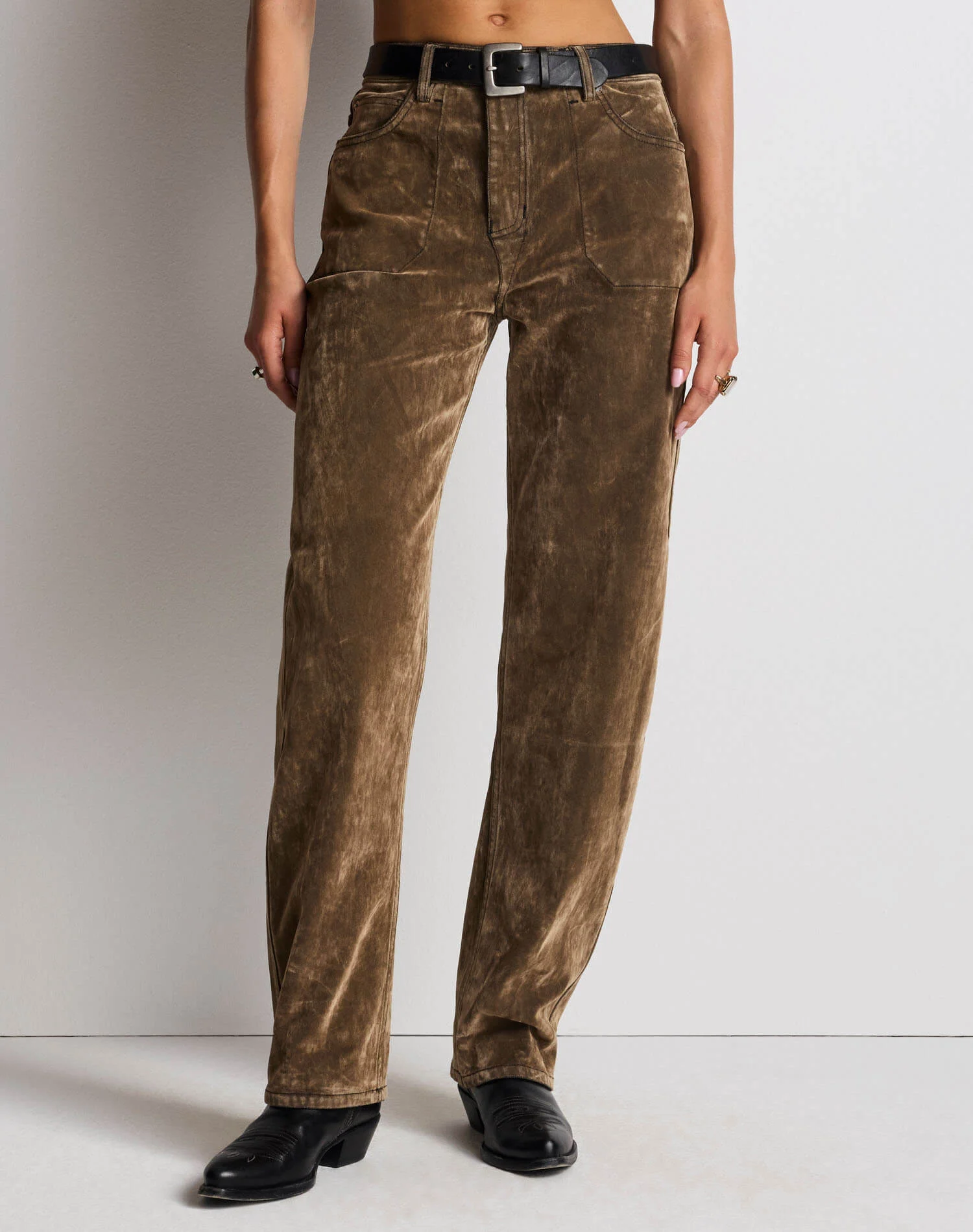 Rewind Jean - Beige Black Flock - 1