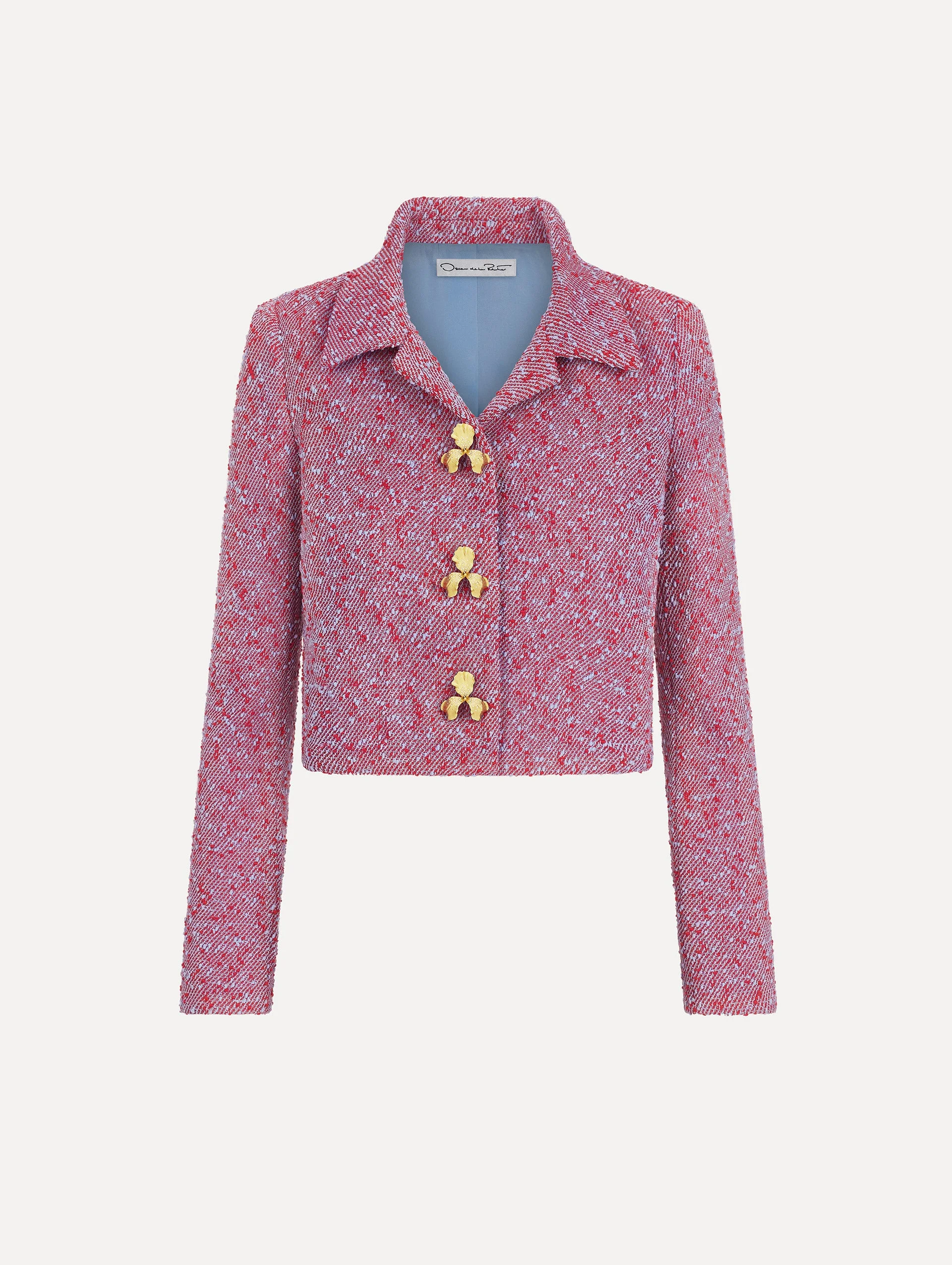 LONG SLEEVE SLUBBY WOOL TWEED GAUZE JACKET - 1