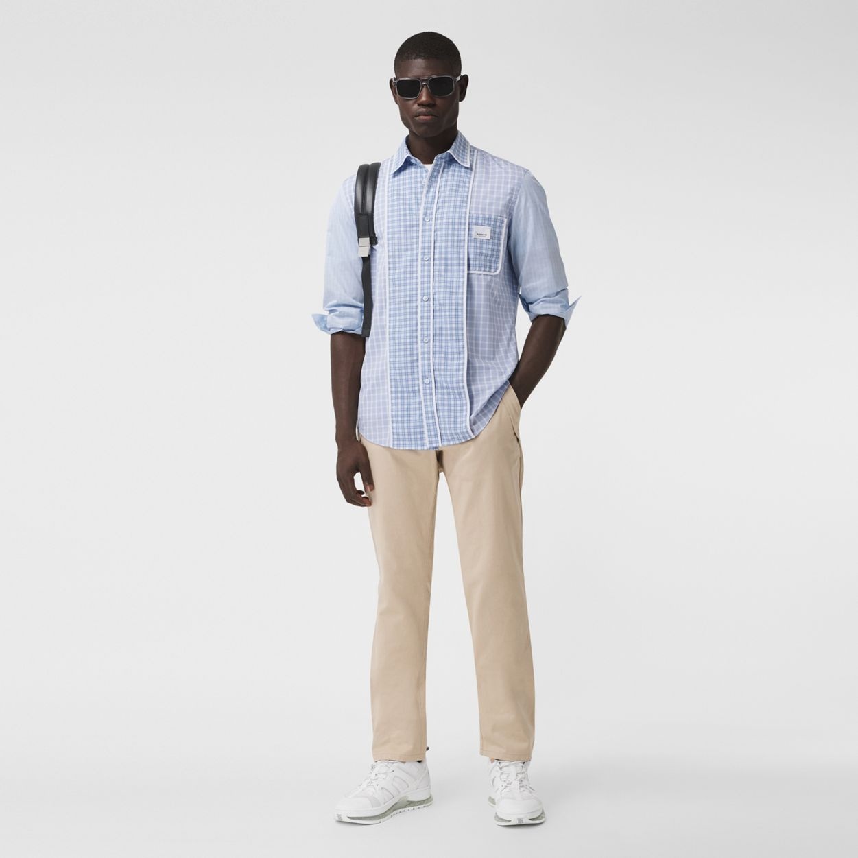 Logo Appliqué Contrast Check Cotton Shirt - 7