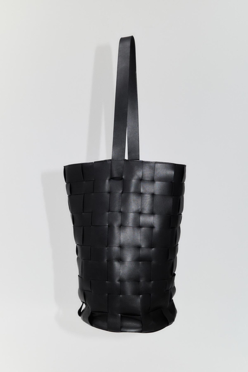 Woven Bucket Bag - Black 1
