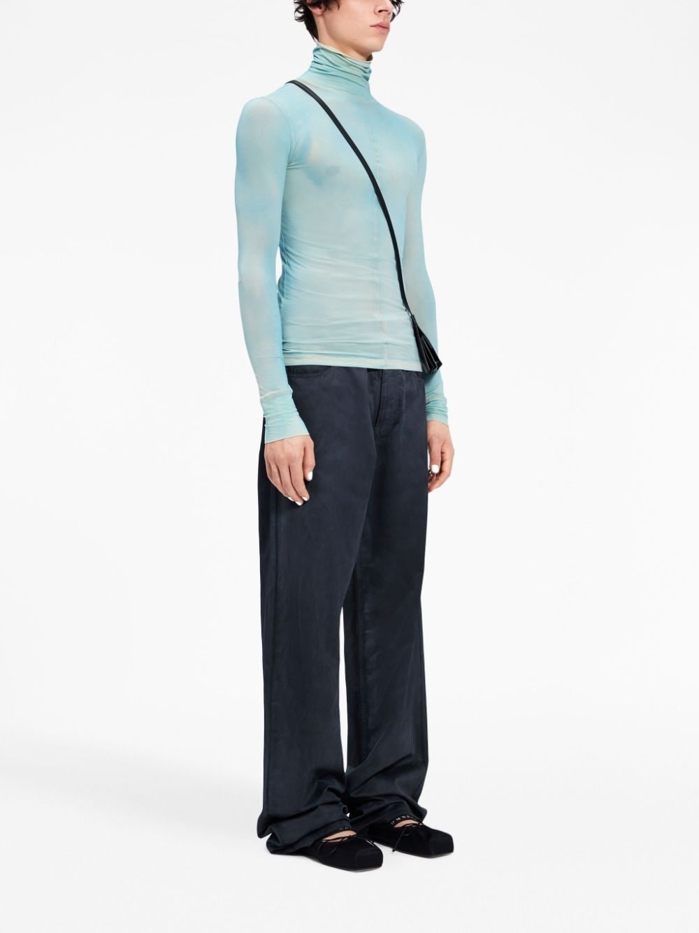 high-neck stretch-design top - 3