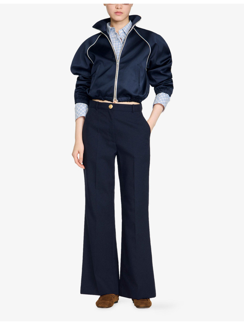 Sandro Wide-Leg High-Rise Wool-Blend Trousers outlook