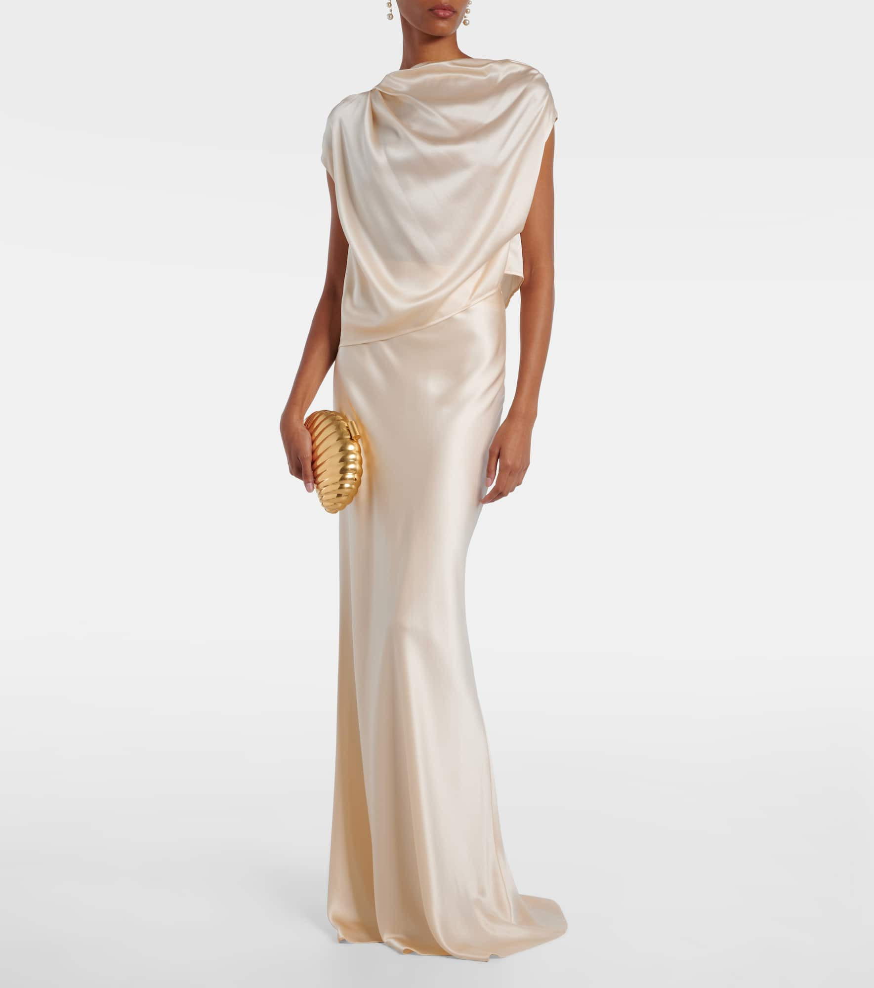 Draped silk satin top - 2