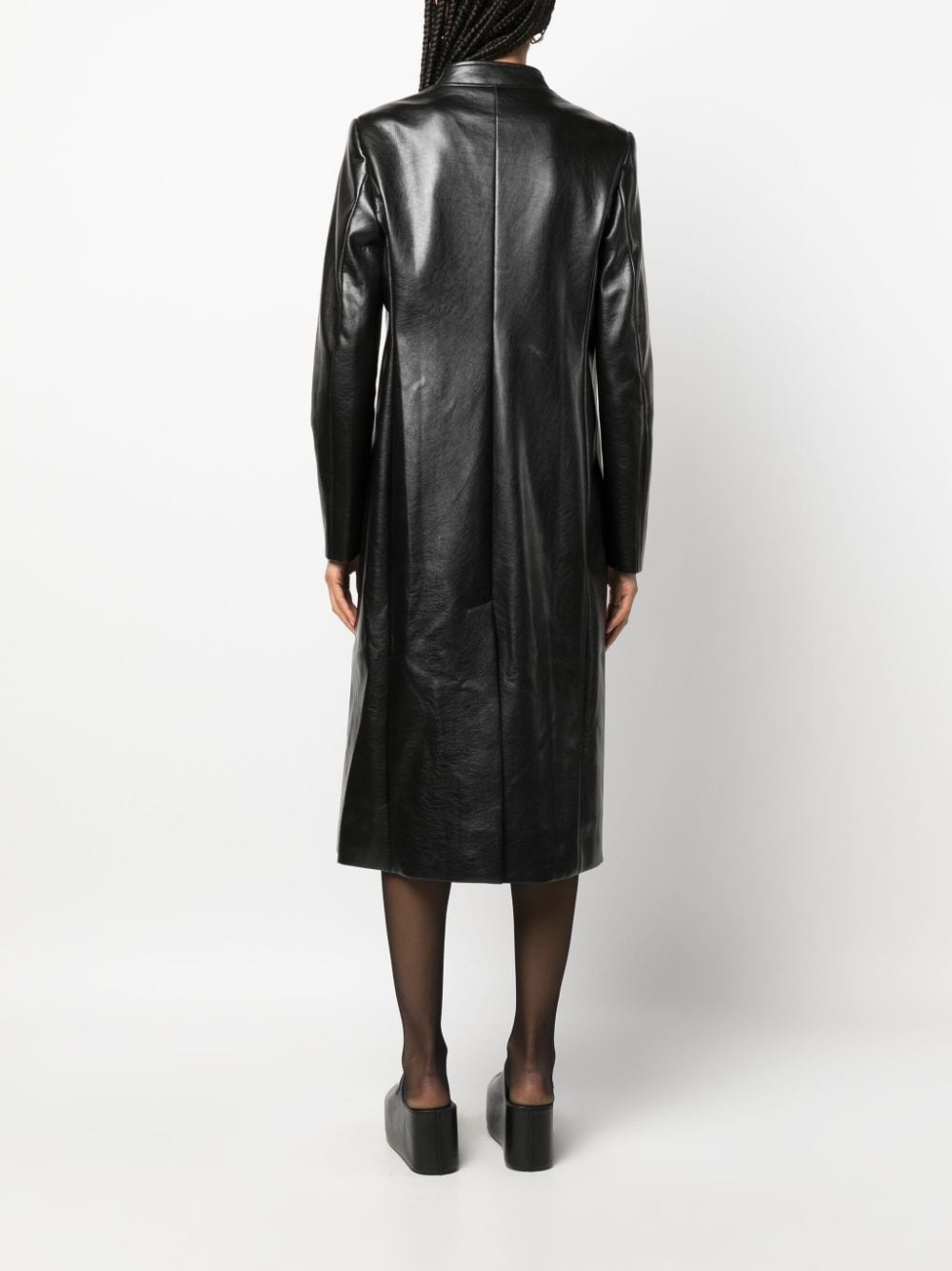 faux-leather midi coat - 4