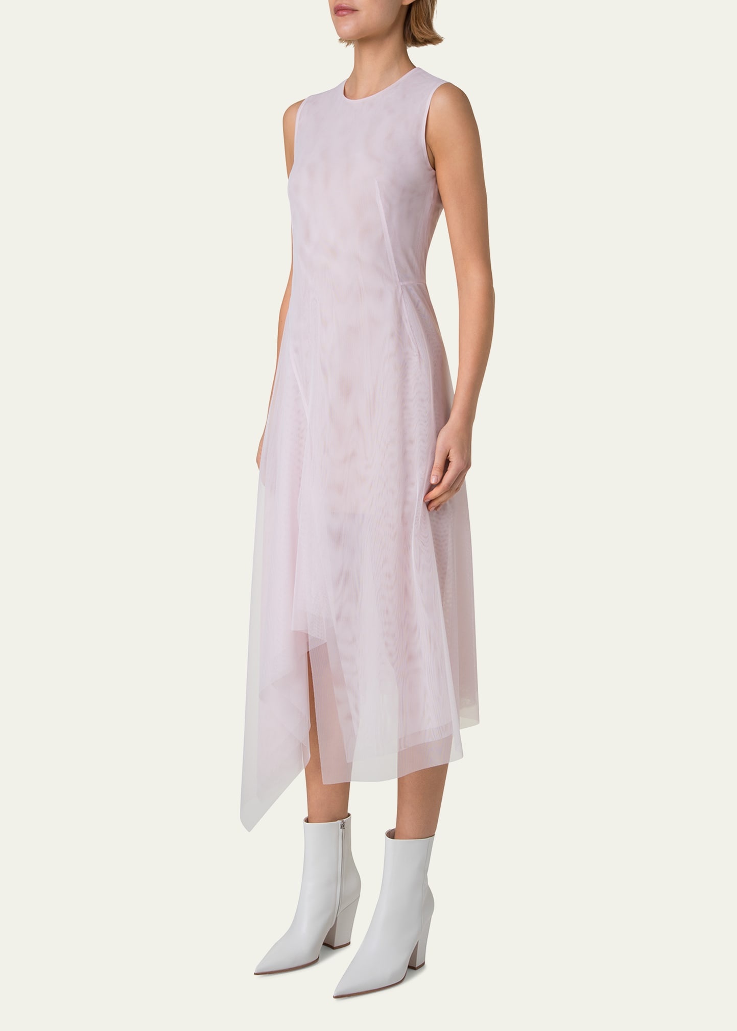 Double Layer Techno Tulle Midi Dress - 4