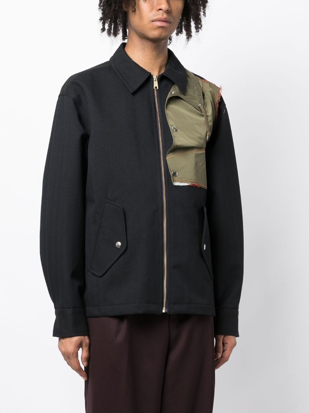 layered panelled shirt jacket - 3