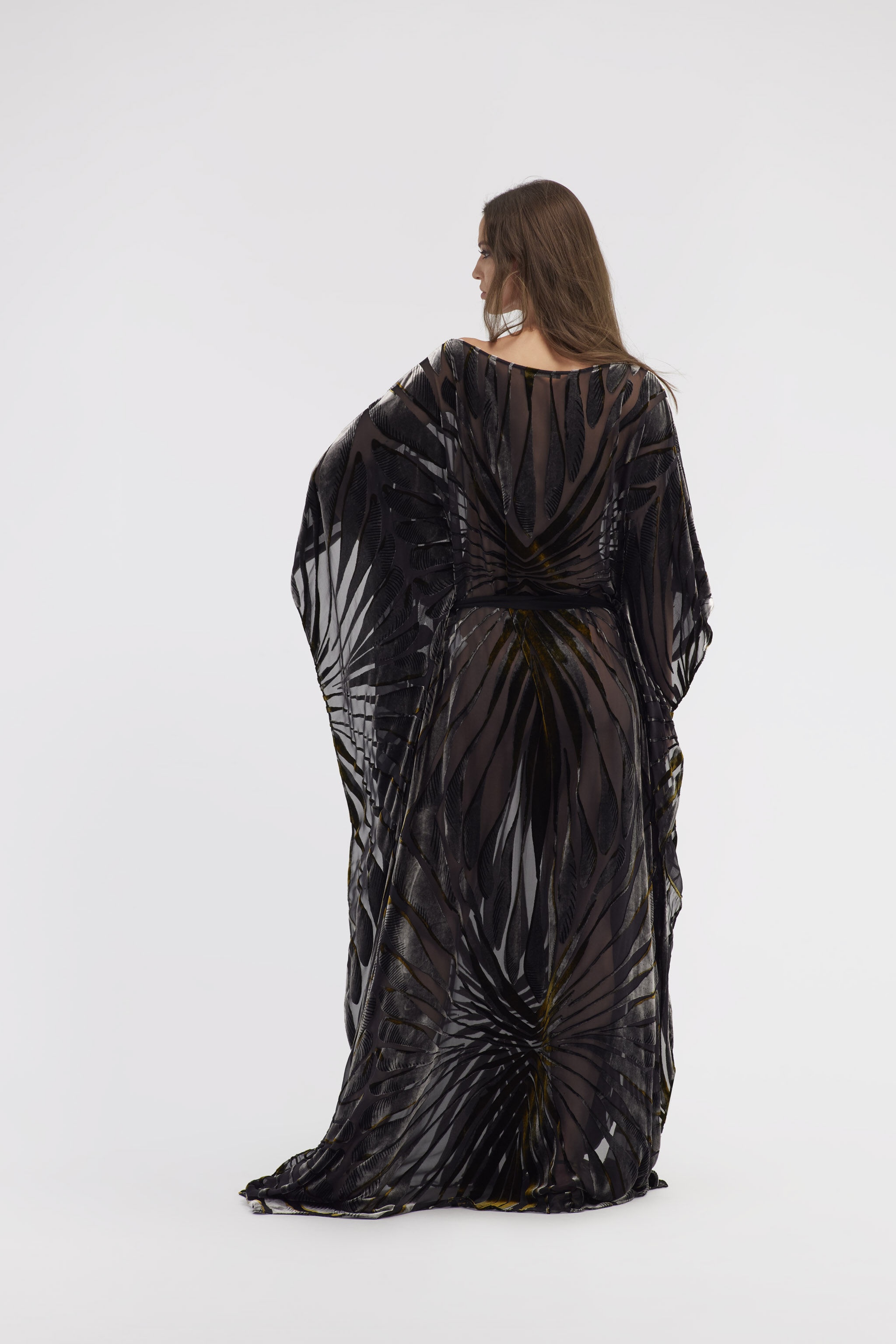 Velvet kaftan with Ray of Gold print - 4