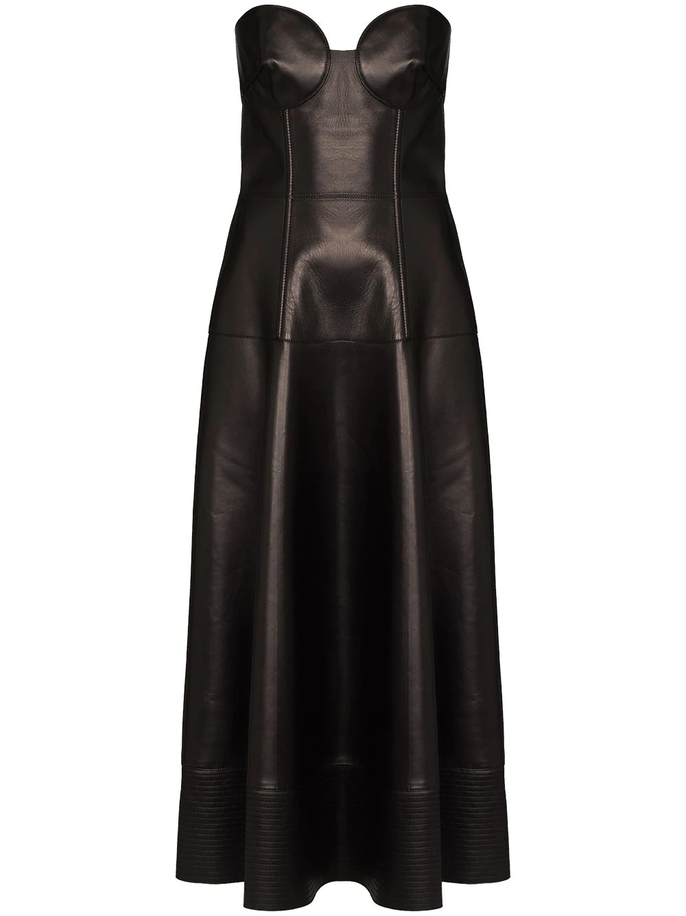 strapless leather midi dress - 1