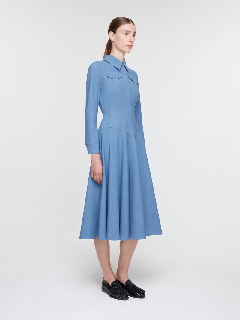 Aspyn Dress In Blue Melange Summer Wool 3