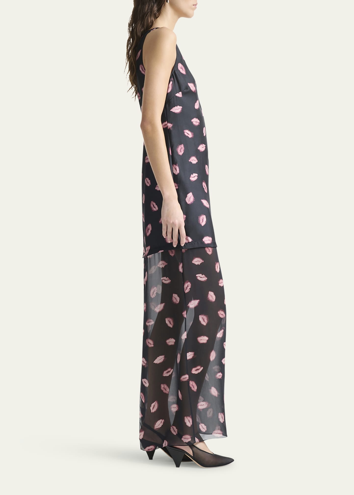 Katrin Lip-Print Silk Maxi Dress - 4