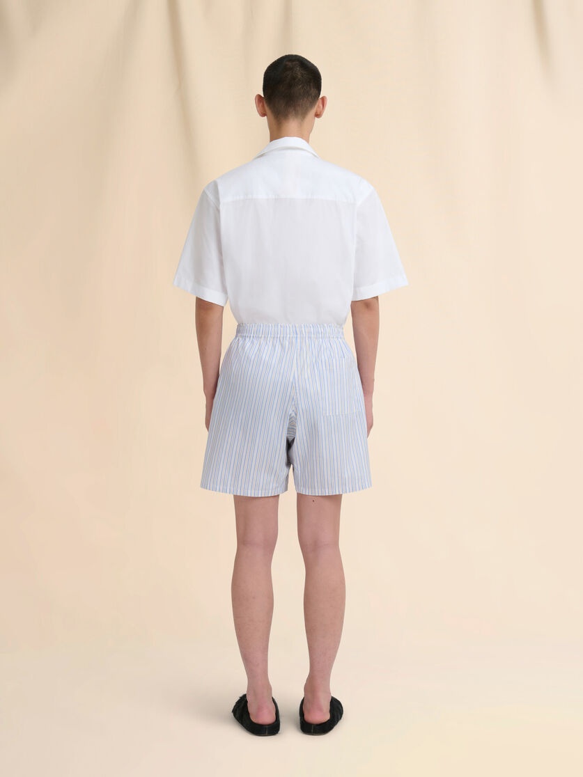 LIGHT BLUE STRIPED POPLIN BERMUDA SHORTS - 3
