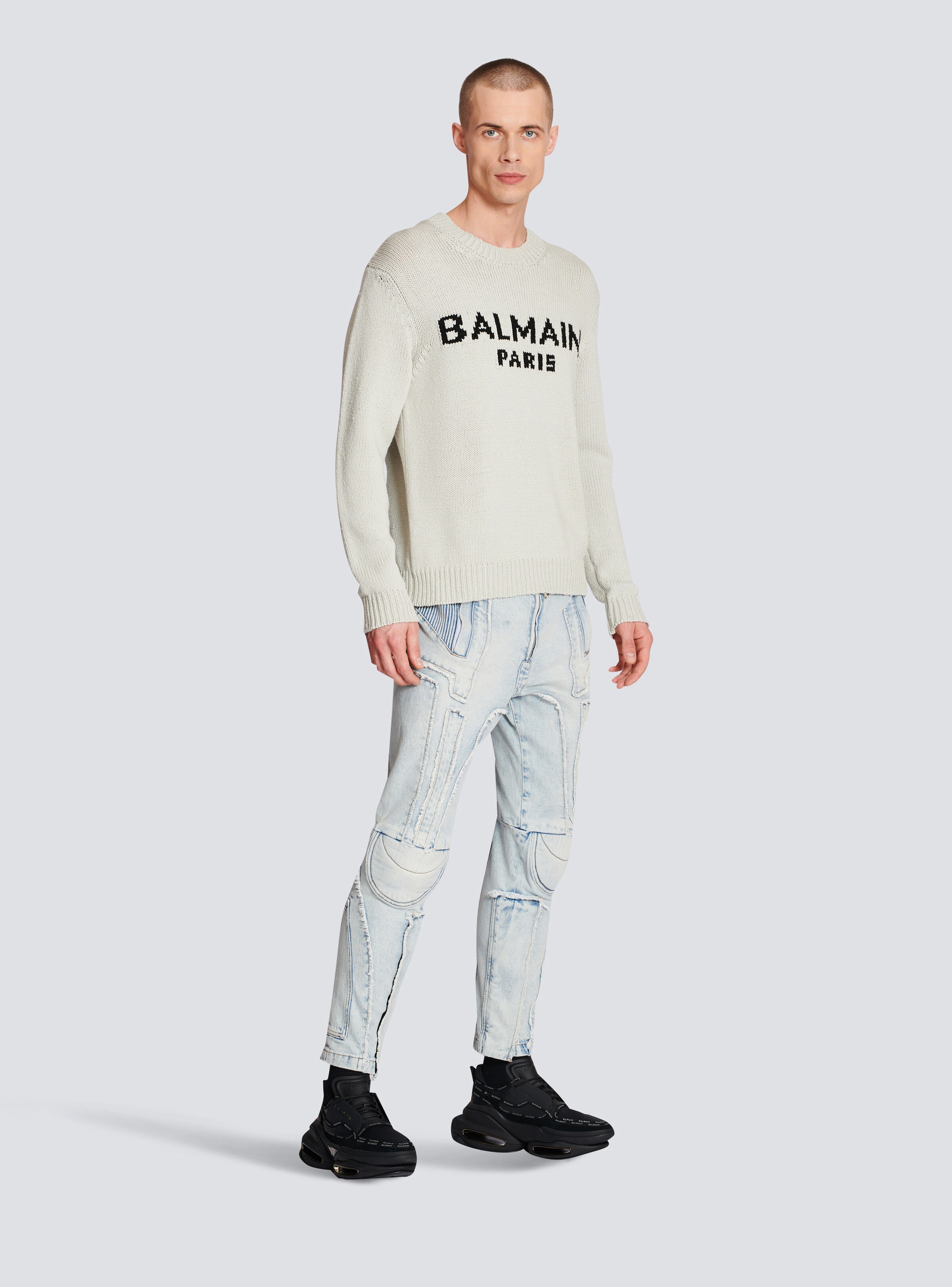 Wool jumper with Balmain Paris logo - 3