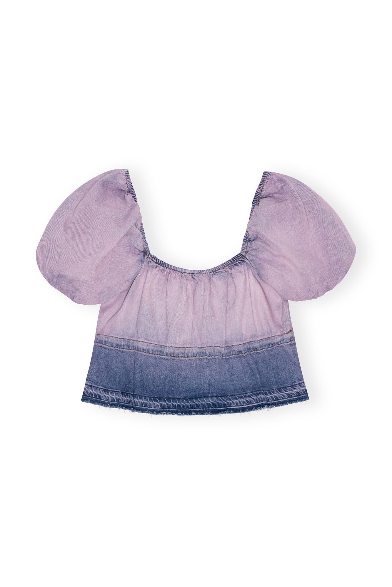 PURPLE BLEACH FUTURE DENIM PUFF SLEEVE TOP - 2